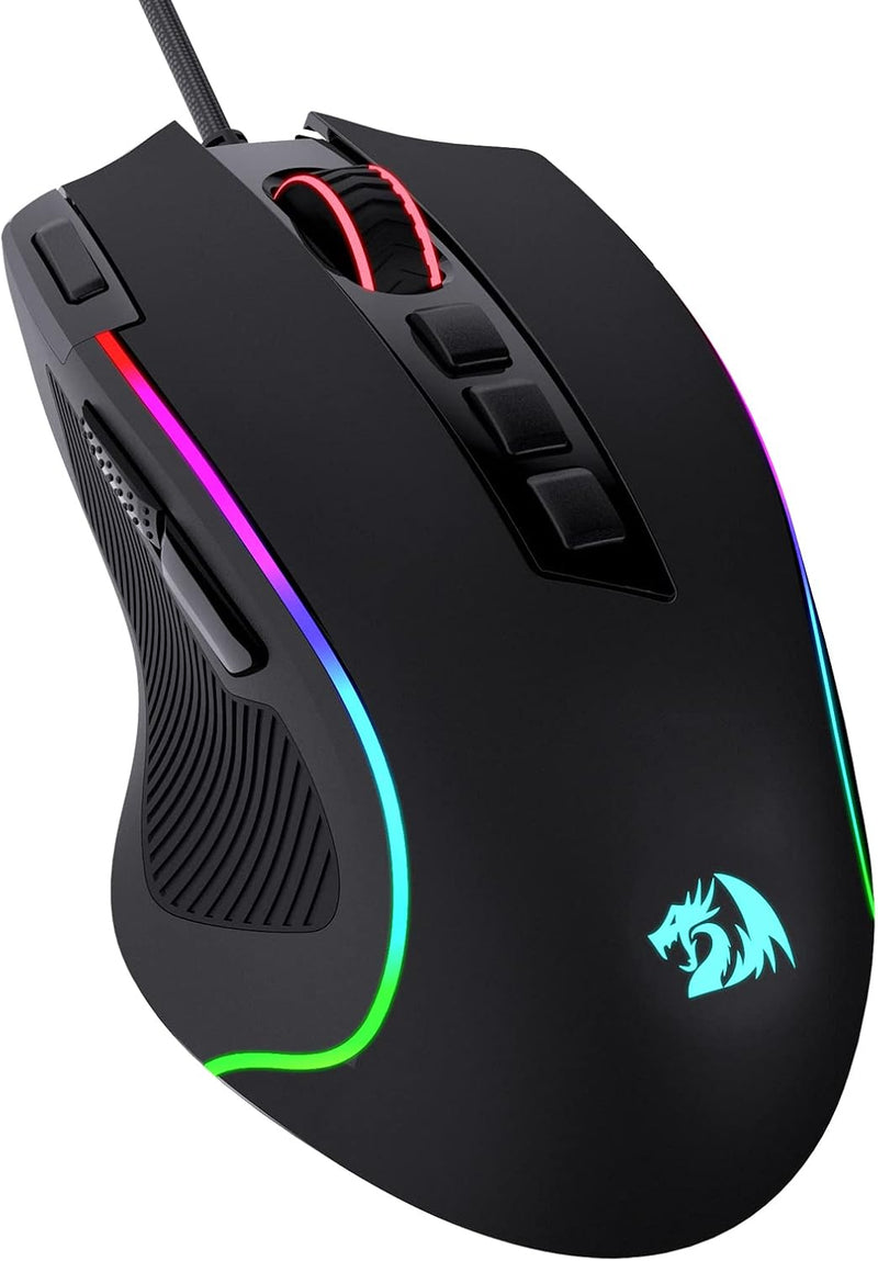 Redragon M612 Predator RGB Gaming Mouse, 8000 DPI Wired Optical Mouse with 11 Programmable Buttons & 5 Backlit Modes, Software Supports DIY Keybinds Rapid Fire Button