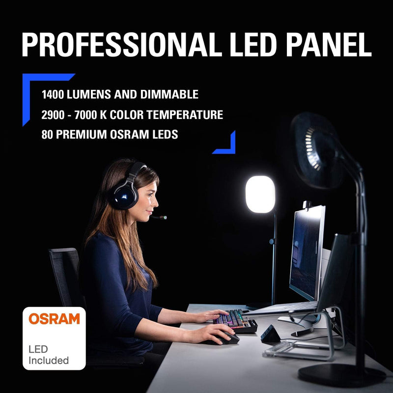 Elgato Key Light Air Professional LED Panel with 1400 lumens, Multi-Layer Diffusion Technology, App-Enabled, colortemperature Adjustable for Mac/Windows/iPhone/Android