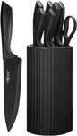 Hunter.Dual Knife Set, 8-Piece Kitchen Knife Set for Chef, Sharp Knife Set with Universal Knife Block, Anti-Rust Kitchen Knife Block Set, Ergonomical Design (Black)