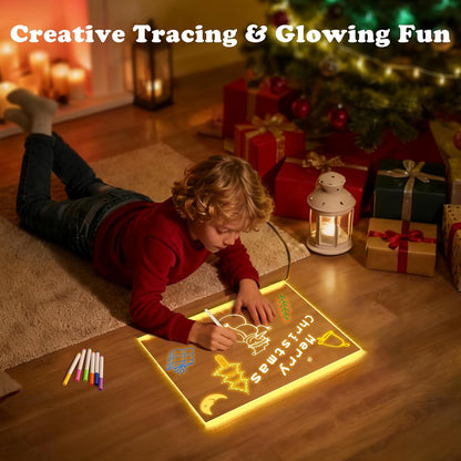 LED Light Up Drawing Board with 7 Color Modes Acrylic Dry Erase Message Tablet with Markers Writing and Doodle Board for Kids and Adults