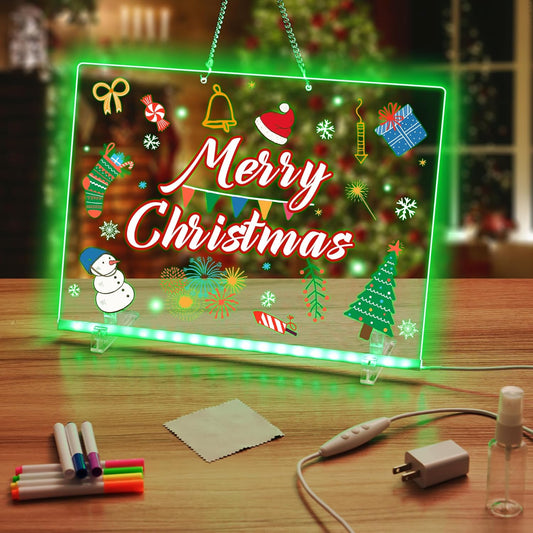 LED Light Up Drawing Board with 7 Color Modes Acrylic Dry Erase Message Tablet with Markers Writing and Doodle Board for Kids and Adults