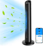 GoveeLife 36'' Smart Tower Fan for Bedroom, 75° Oscillating Floor Fans with Voice Remote, Temperature Auto 5 Modes 8 Speeds up to 25ft/s, 24H Timer, 29dB Quiet Cooling Standing Fan for Home Office