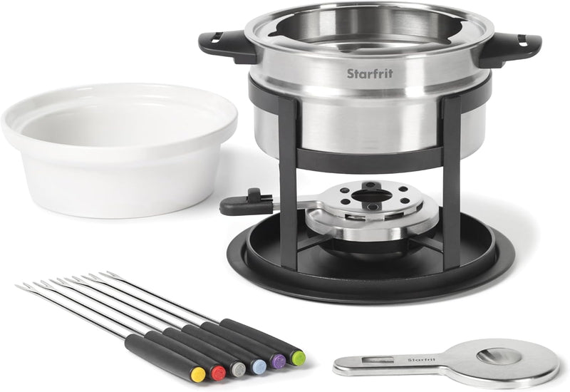 Starfrit Fondue Set - 3-in-1 Meat, Cheese, Chocolate - 12-Piece - Adjustable Safety Burner - 1.6 L Capacity