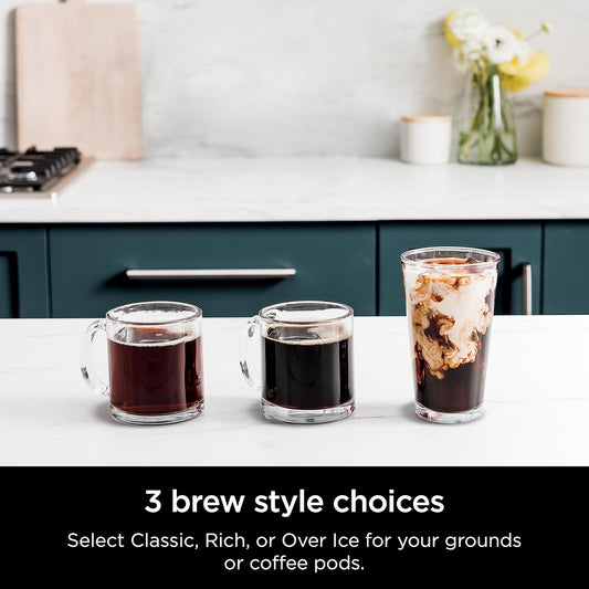 Ninja DualBrew Hot & Iced 12-Cup Coffee Maker, Single-Serve for Grounds & K-Cup Pod Compatible, 3 Brew Styles, 60-oz. Water Reservoir & Carafe, Black, CFP101C (Canadian Version) - PuriLite