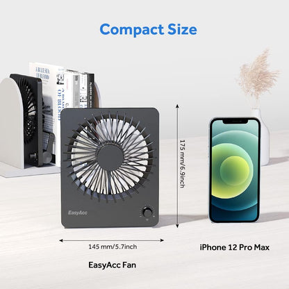 Desk Fan, Portable Fan 6 Inch Travel Fan Table Fan Foldable Hanging Standing Cooling Fan for Travel Hot Flashes Home Office Outdoor [Step-less Speed Control Fan]
