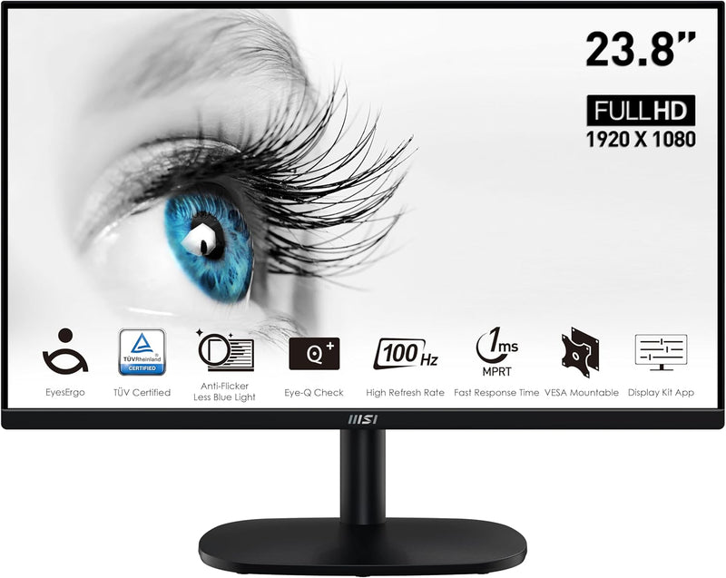 MSI Pro MP245V, 24" 1920x1080 100Hz, 1Ms VA, 4000:1 CR Monitor, 1x VGA and 1x HDMI