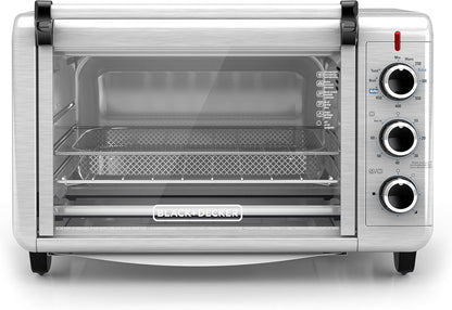 BLACK+DECKER Crisp 'N Bake Air Fry Toaster Oven, 6 Slice, 5 Cooking Functions, Stainless Steel, TO3215SSD