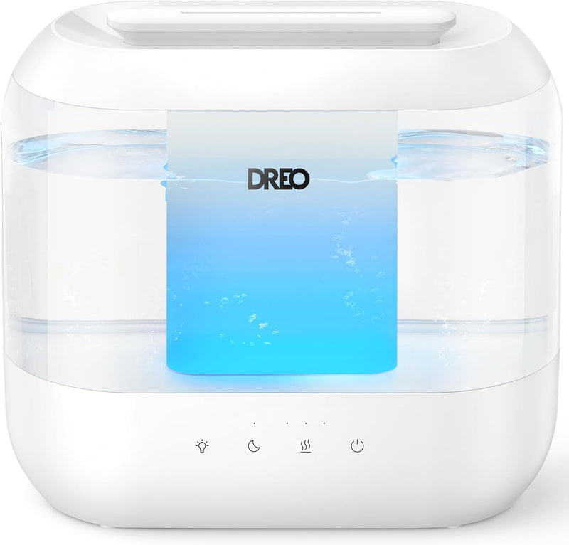 Dreo 4L Humidifiers for Bedroom, 28dB Quiet Top Fill Supersized Cool Mist Humidifier for Baby Large Room, Oil Diffuser and Nightlight, 32H Runtime, Ultrasonic Humidifier for Home, Nursery, Plants