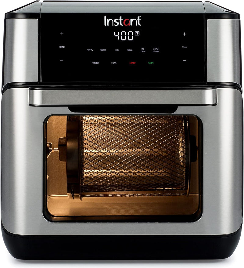 Instant Pot Vortex Plus 10QT Air Fryer Toaster Oven, 7-in-1, EvenCrisp Technology, Crisps, Broils, Bakes, Roasts, Dehydrates, Reheats & Rotisseries, Includes over 100 In-App Recipes, Stainless Steel