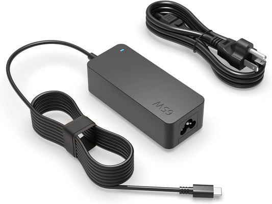 USB Type C 65W 45W Fast Charger for Lenovo Laptop Thinkpad Yoga Chromebook Series, (UL Safety Certified), Universal AC Adapter, 10Ft Flexible Power Cord, Charging Indicator