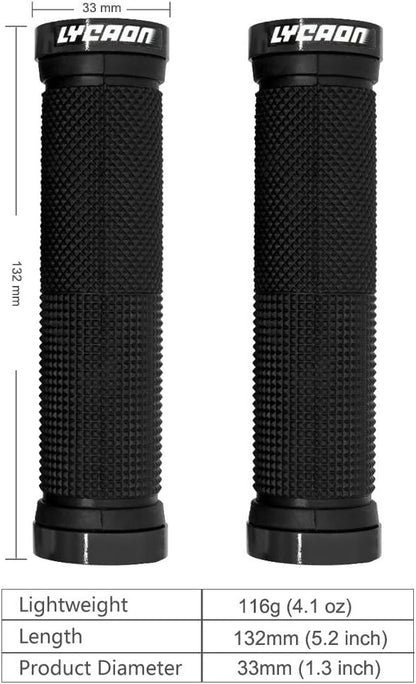 Bike Handlebar Grips Non-Slip-Rubber Adjustable Bicycle Handle Grip with Aluminum Lock Mountain Road Foldable Bike MTB BMX with Two End Caps