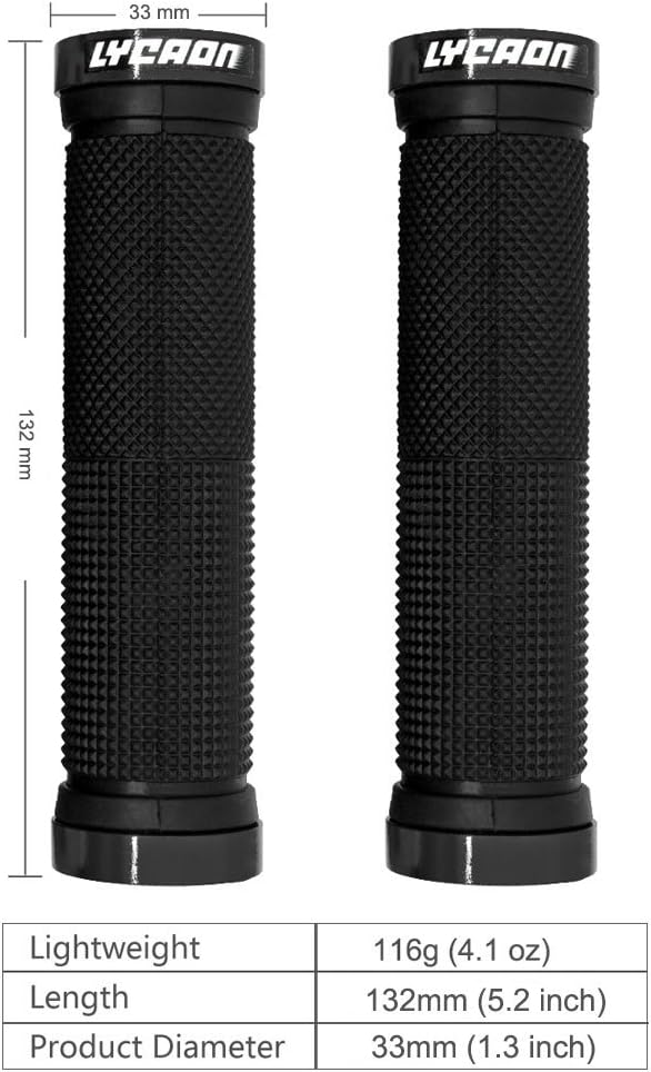 Bike Handlebar Grips Non-Slip-Rubber Adjustable Bicycle Handle Grip with Aluminum Lock Mountain Road Foldable Bike MTB BMX with Two End Caps