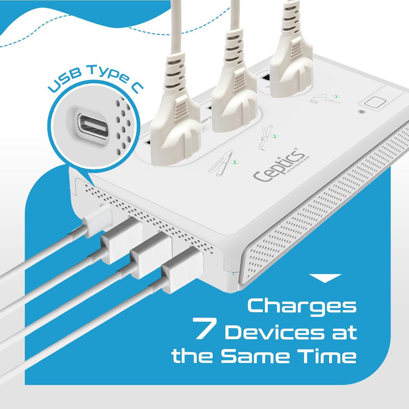 Ceptics 2000W Travel Voltage Converter for Hair Dryer & 200W Convert 220V to 110V for Curling Iron, Straightener, Chargers, Step Down World Power 4 USB Charging QC 3.0 SWadApt Type A, B, C, E/F, G, I