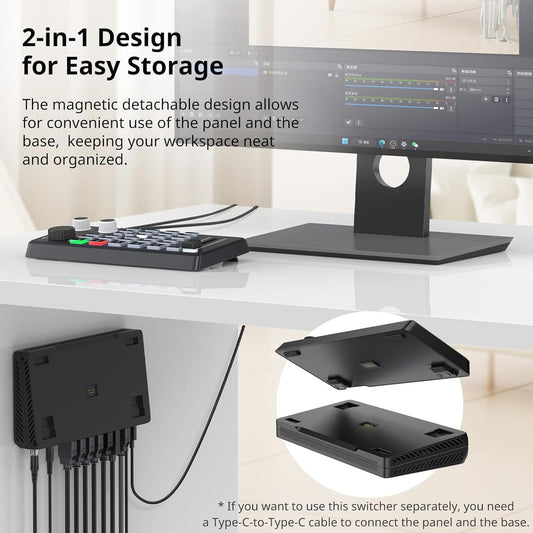 ULANZI DD02 Video Switcher for Live Streaming Support 4 Cameras HDMI Inputs and 4K Output, Video Switcher Live Production for OBS,vMix,VLC,PotPlaYer,YouTube for HDMI Live Stream Switcher - PuriLite