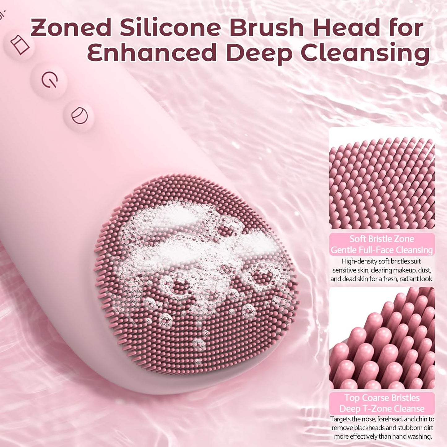 Silicone Facial Cleansing Brush – 2-in-1 Electric Face Scrubber & Skin Spatula – IPX7 Waterproof Rechargeable Deep Cleaning Massager with 7 Modes - PuriLite