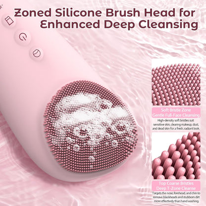Silicone Facial Cleansing Brush – 2-in-1 Electric Face Scrubber & Skin Spatula – IPX7 Waterproof Rechargeable Deep Cleaning Massager with 7 Modes - PuriLite