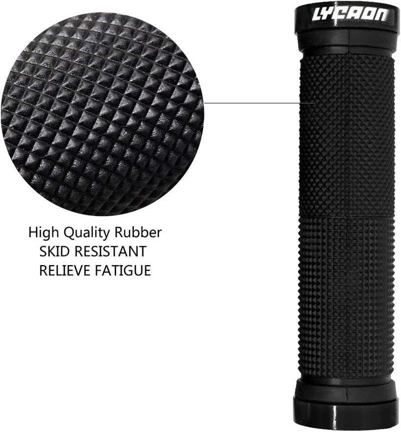 Bike Handlebar Grips Non-Slip-Rubber Adjustable Bicycle Handle Grip with Aluminum Lock Mountain Road Foldable Bike MTB BMX with Two End Caps