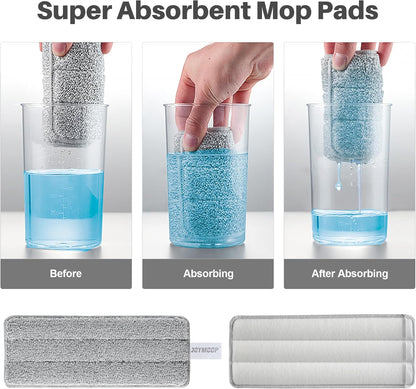 Mop and Bucket with Wringer Set, Hands Free Flat Floor Mop and Bucket, with 3 Washable Microfiber Mops, Wet and Dry Use, Floor Cleaning System