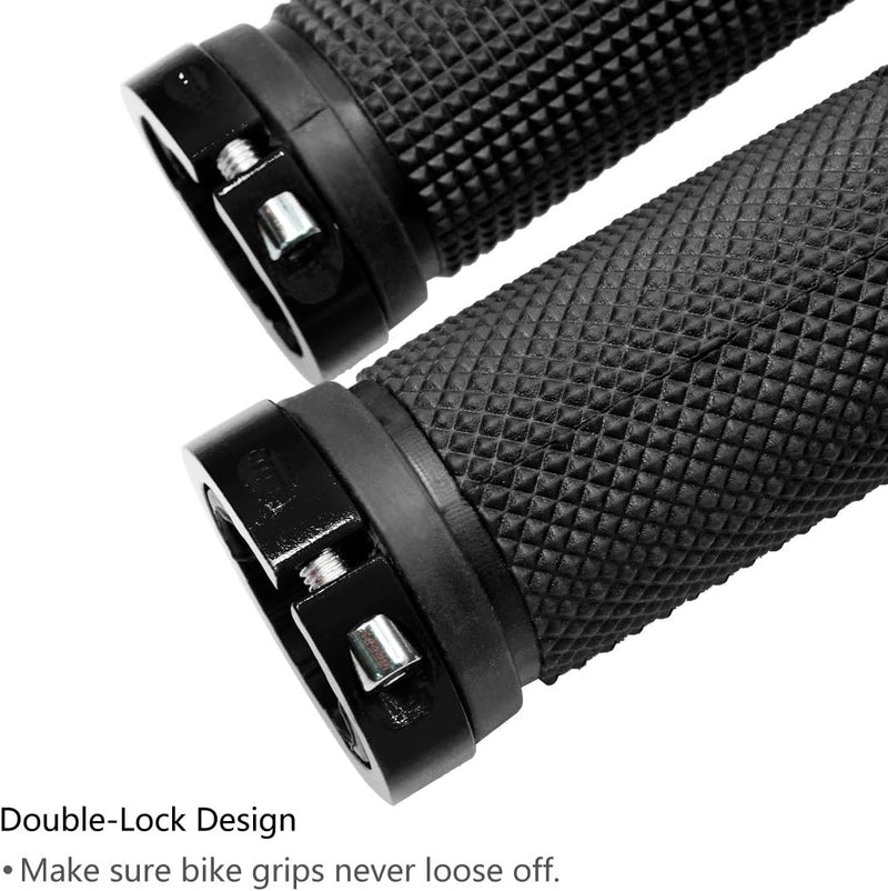 Bike Handlebar Grips Non-Slip-Rubber Adjustable Bicycle Handle Grip with Aluminum Lock Mountain Road Foldable Bike MTB BMX with Two End Caps