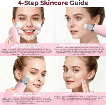 Silicone Facial Cleansing Brush – 2-in-1 Electric Face Scrubber & Skin Spatula – IPX7 Waterproof Rechargeable Deep Cleaning Massager with 7 Modes - PuriLite