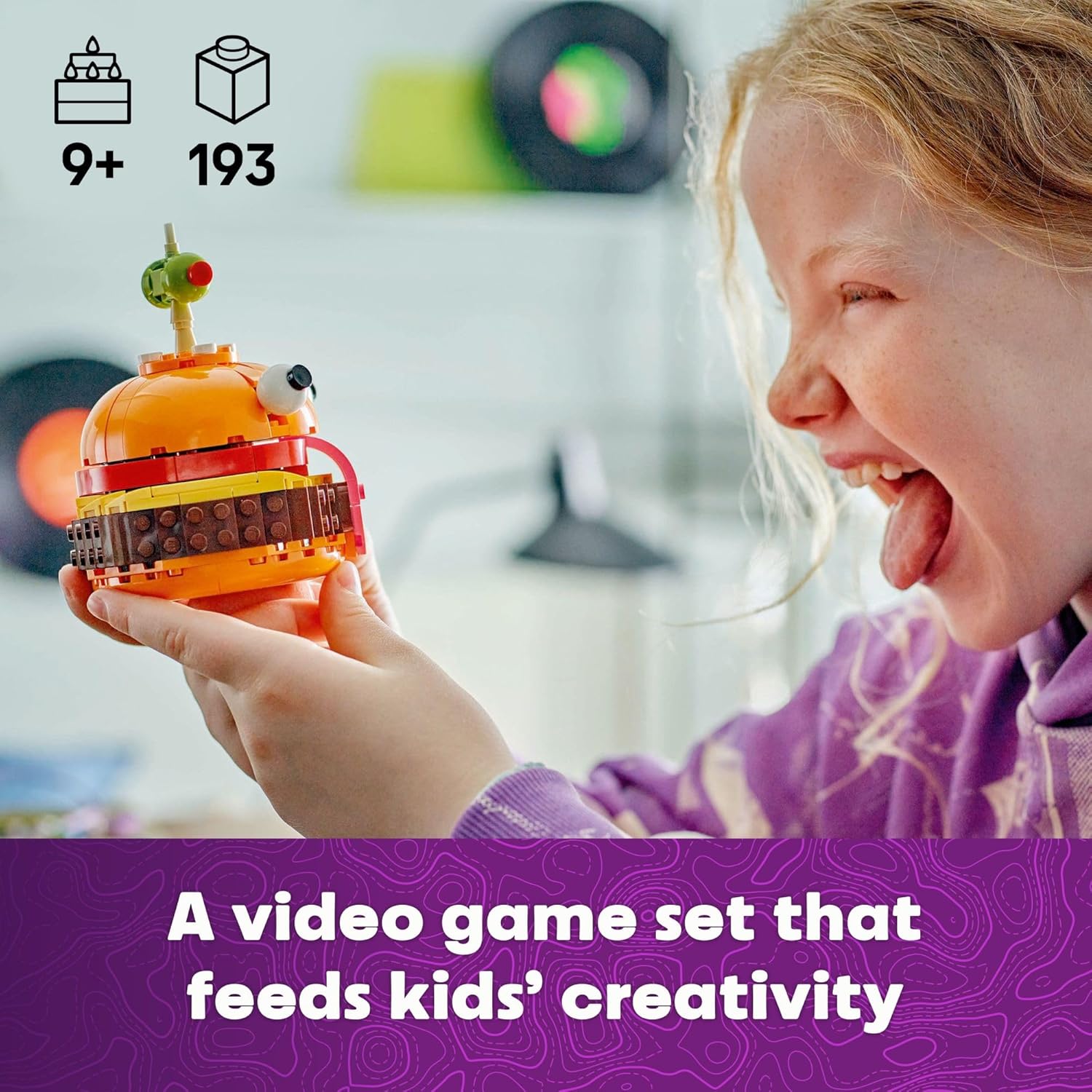 Burger Display Building Blocks Set for Kids Ages 9 and Up Collectible Food Model Construction Toy with 193 Pieces - PuriLite