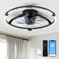 Hordxin Flush Mount Ceiling Fans with Lights and Remote, 19.7'' Ultra Low Profile Ceiling Fan, 3000K-6500K Dimming Modern LED Fan Light, 6 Wind Speeds, Black Fandelier Kitchen Fans Ceiling with Lights