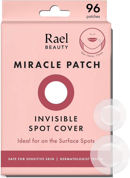 Rael Miracle Invisible Spot Cover - Absorbing Cover, Hyrocolloid Patch, Korean Skin Care, Facial Stickers, 2 Sizes (96 Count)