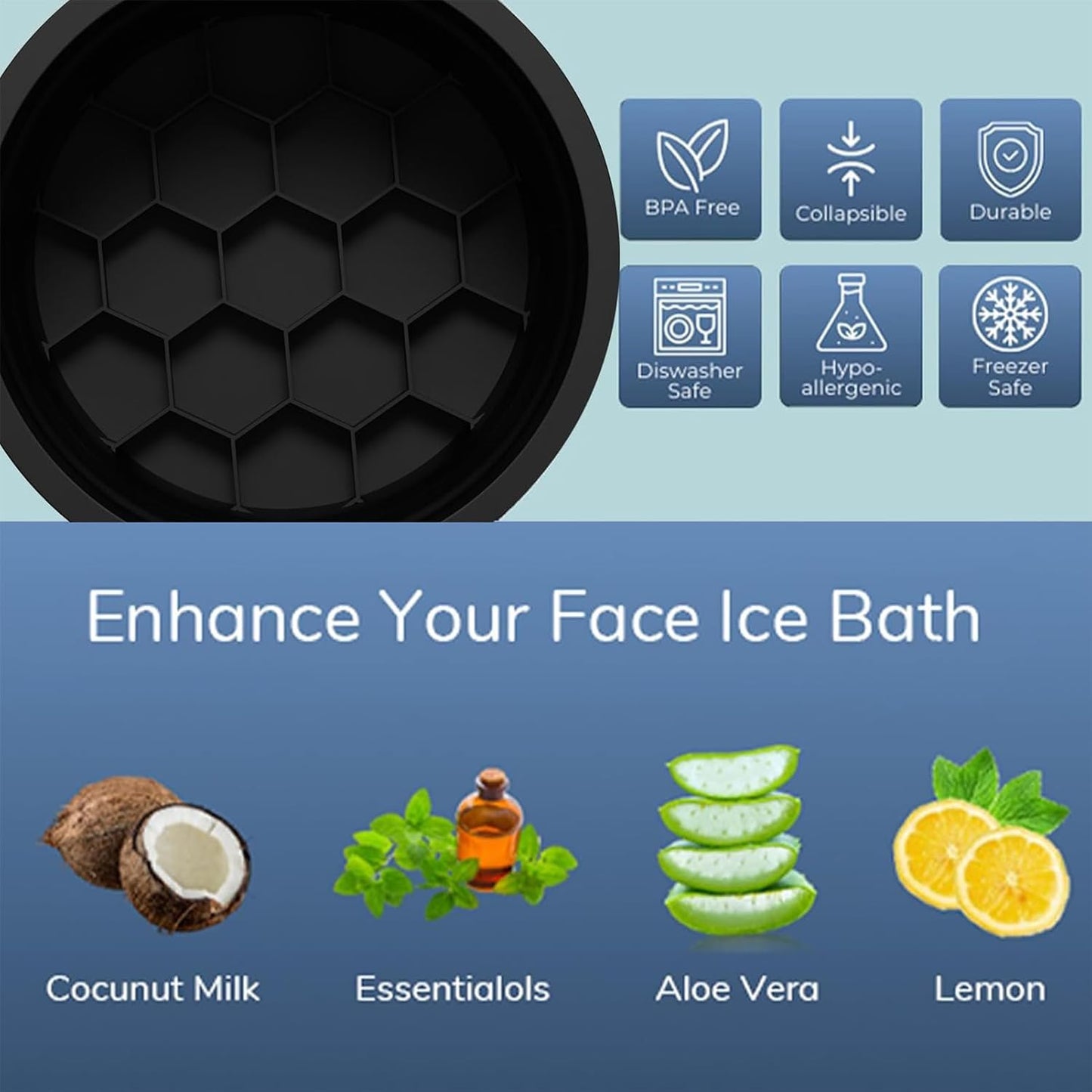 Foldable Ice Bath Bowl, Silicone Beauty Skin Firming Washbasin | Ice Bowl for Face Cold Plunge Chiller,Ideal for Home, Vacation, Traveling, Hotel, Business Trip, Refreshing