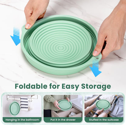 Noverlife Face Ice Bath Bowl, 9 Inch Ice Face Bowl Silicone Face Bowl for Icebath Folding Ice Facial Bowl, Portable Facial Ice Plunge Bowls Faces Cold Bath Washbasin Kit Facial Icebath at Home - Green