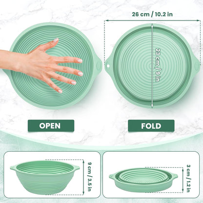 Noverlife Face Ice Bath Bowl, 9 Inch Ice Face Bowl Silicone Face Bowl for Icebath Folding Ice Facial Bowl, Portable Facial Ice Plunge Bowls Faces Cold Bath Washbasin Kit Facial Icebath at Home - Green