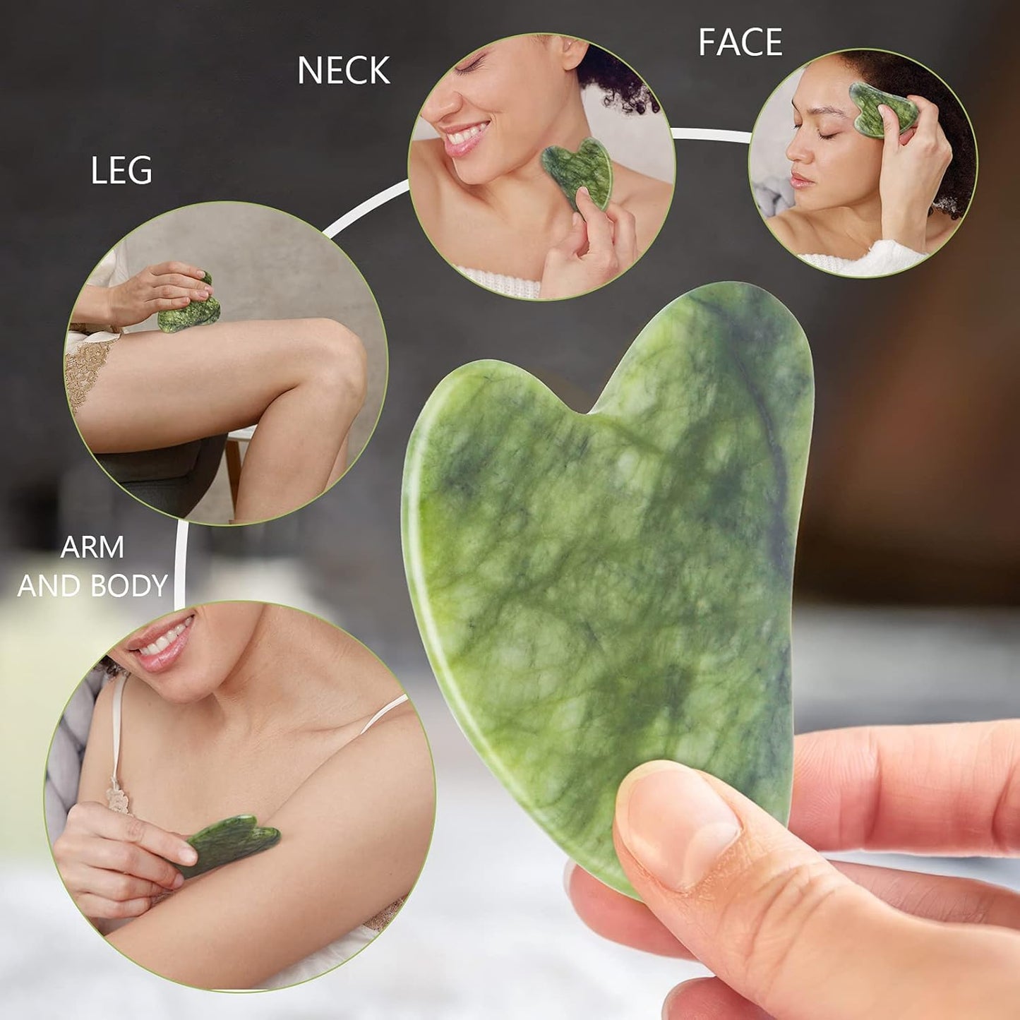 Jade Roller and Gua Sha Kit, NEESTARTLY Anti-aging Natural Facial Jade Stone Roller Set - Face Massager, Facial Roller for Face Skin, Eyes, Neck, Leg