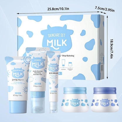 Milk Skin Care Sets & Kits kids skin care products Milk Protein Skincare Gifts For Teenage Girls, gift set for women With Cleanser, Eye Cream, Moisturizer, Sunscreen, Glow Cream
