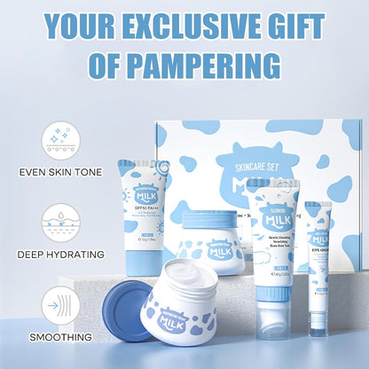 Milk Skin Care Sets & Kits kids skin care products Milk Protein Skincare Gifts For Teenage Girls, gift set for women With Cleanser, Eye Cream, Moisturizer, Sunscreen, Glow Cream