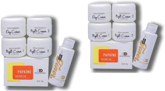Beautederm Skincare Set - 6 Night Creams, 2 Day Creams, 2 Papaine Whitening Soaps 150g, 2 Toner 60 ml