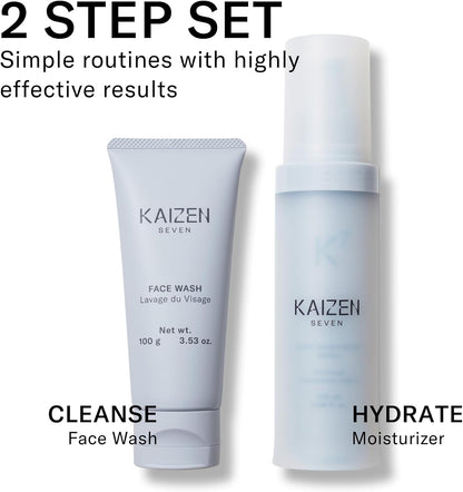 Kaizen Seven 2-Step Skincare Set for Men | Made in Japan | Premium Face Wash 100ML and Light Moisturizer 120ML