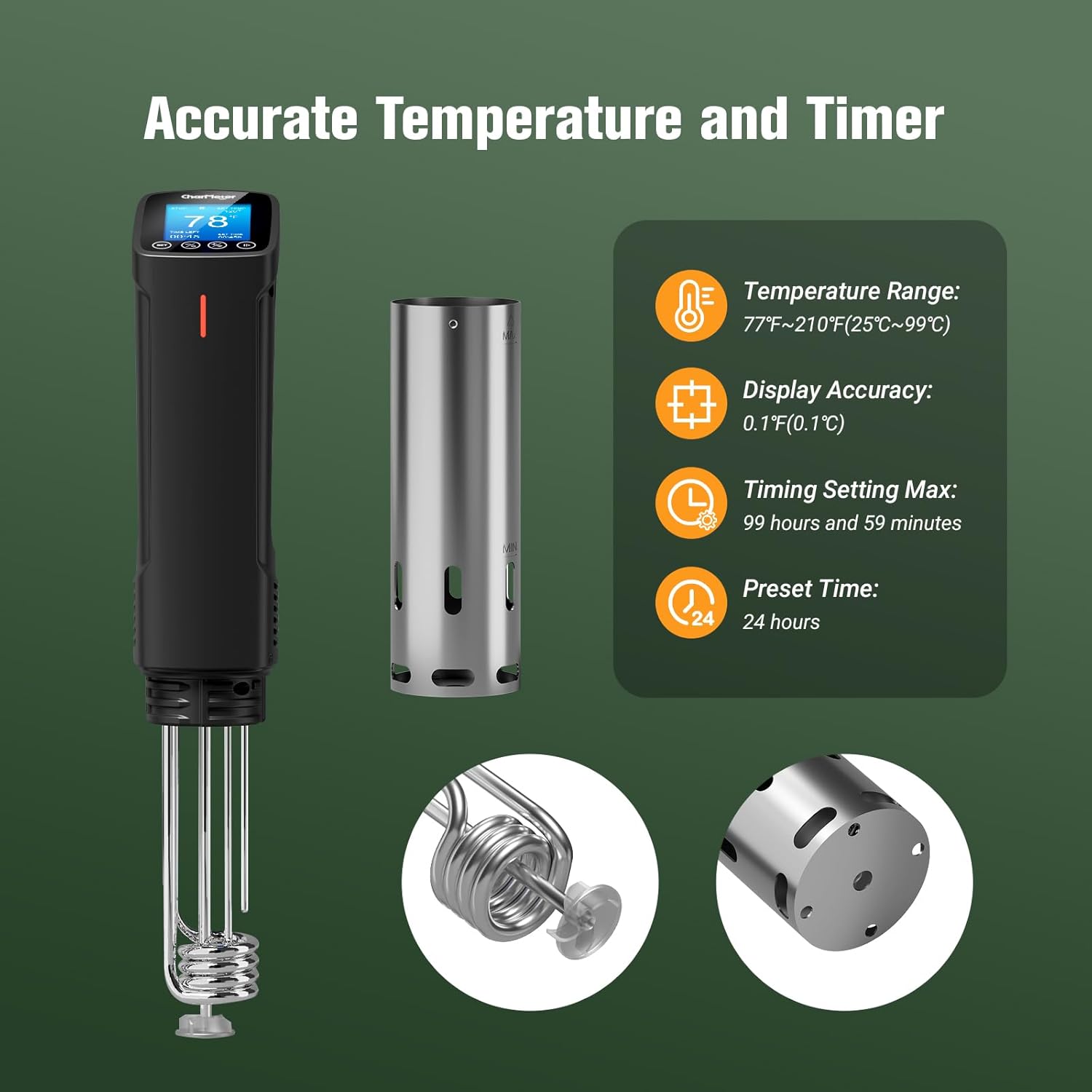 WiFi Sous Vide Cooker 1000W Smart Immersion Circulator with App Control, Precision Temperature Cooking, Ultra-Quiet Fast Heating for Home Kitchens - PuriLite