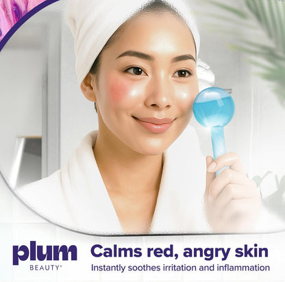 Plum Beauty Facial Ice Globes - Cooling Massage Tools for Refreshing Skincare Routine, Enhances Self Care, Reduces Puffiness - Set of 2