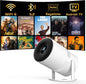 【Built-in Apps】 1080P Mini Projector with WiFi 6 and Bluetooth, Portable Outdoor Projector with 【Auto Keystone】, 270°Rotation Movie Projector Compatible with HDMI, USB, Smartphone