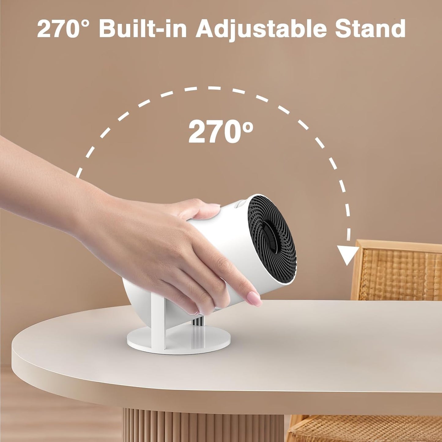 【Built-in Apps】 1080P Mini Projector with WiFi 6 and Bluetooth, Portable Outdoor Projector with 【Auto Keystone】, 270°Rotation Movie Projector Compatible with HDMI, USB, Smartphone