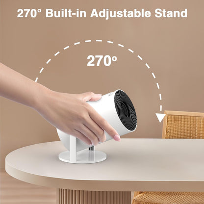 【Built-in Apps】 1080P Mini Projector with WiFi 6 and Bluetooth, Portable Outdoor Projector with 【Auto Keystone】, 270°Rotation Movie Projector Compatible with HDMI, USB, Smartphone
