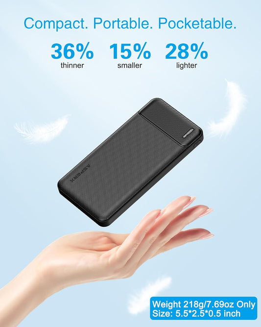 AsperX 2-Pack 10000mAh USB C Output Portable Charger Power Bank Fast Charging, Portable Battery Bank External Battery Pack Power Bank for iPhone 15/14/13/12/11, Google and Heated Vest