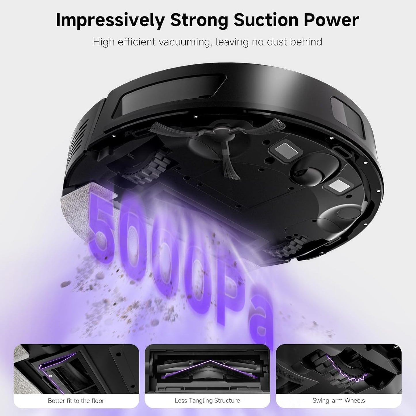 MONSGA Robot Vacuums and Mop 5000Pa, Self-Emptying, 3.5L 60-Day Capacity, Lidar Navigation,Home Mapping, Schedule, Wi-Fi/App/Alexa/Remote, 180mins Runtime, Robot Vacuums for Pet,Hard Floor,Carpet
