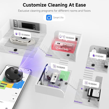 MONSGA Robot Vacuums and Mop 5000Pa, Self-Emptying, 3.5L 60-Day Capacity, Lidar Navigation,Home Mapping, Schedule, Wi-Fi/App/Alexa/Remote, 180mins Runtime, Robot Vacuums for Pet,Hard Floor,Carpet