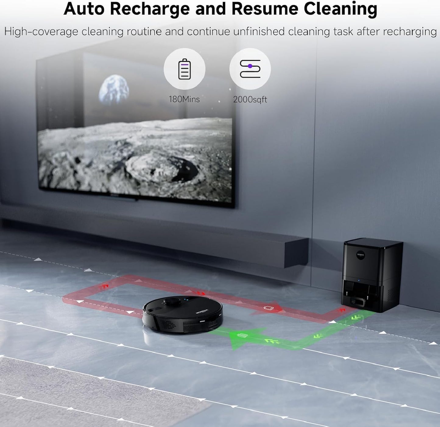 MONSGA Robot Vacuums and Mop 5000Pa, Self-Emptying, 3.5L 60-Day Capacity, Lidar Navigation,Home Mapping, Schedule, Wi-Fi/App/Alexa/Remote, 180mins Runtime, Robot Vacuums for Pet,Hard Floor,Carpet