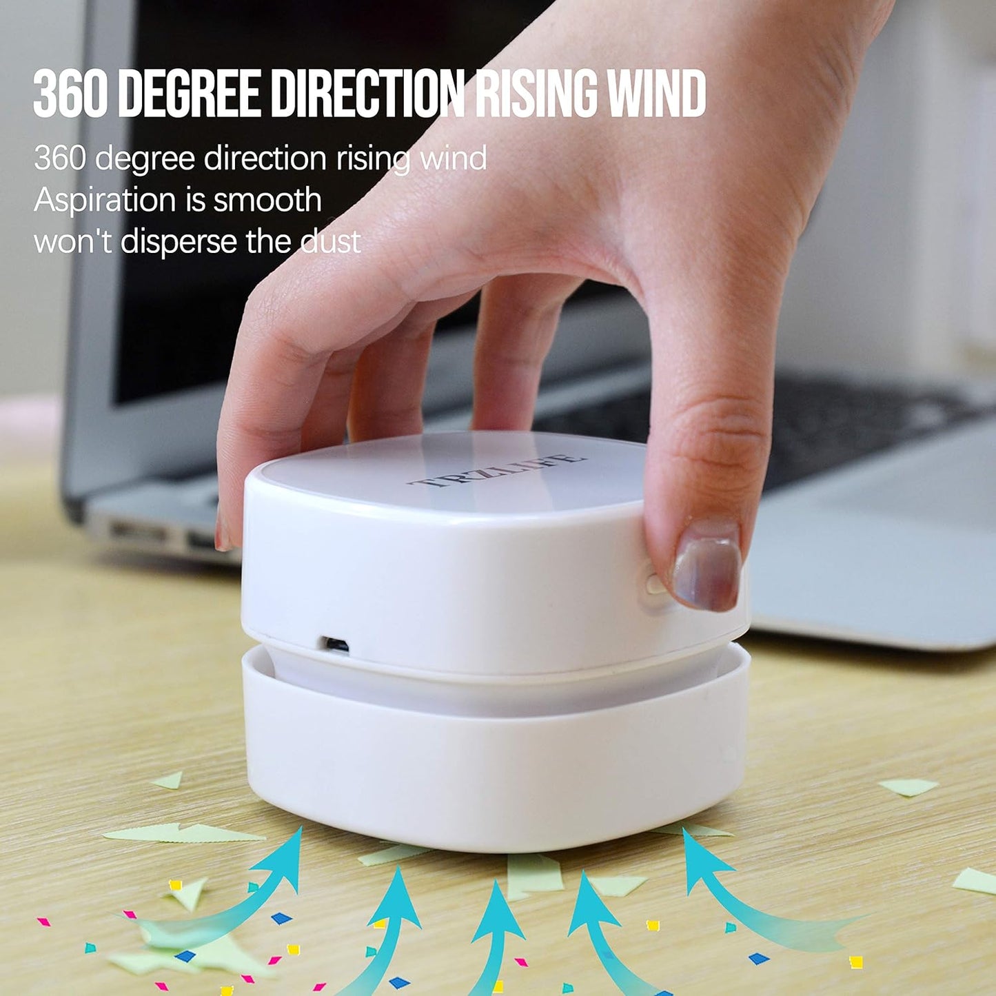 TRZLIFE Desk Vacuum Cleaner, Upgraded Mini Desktop Vacuum AA Battery More Durable Desk Accessory Sucks up Tiny Items and Crumbs from Desktop Drawer Countertop Ideal as an Easter White Elephant Gift