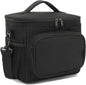FlowFly Insulated Lunch Bag Adult Lunch Box Large Cooler Tote Bag for Men, Women, with Adjustable Strap,Front Pocket and Dual Large Mesh Side Pockets Black