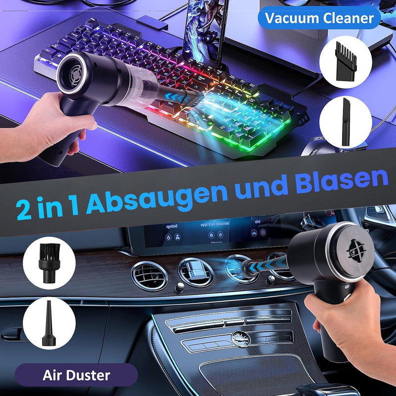 Handheld Vacuum Cleaner Wireless Mini Car Vacuum Cleaner, 15000 PA Lightweight Vacuum Cleaner & Blower Dust Buster,Powerful Handheld Vacuum Cleaner for Car, Kitchen, Pet Hair Cleaning (Black)