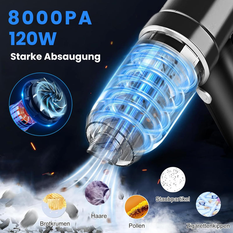 Handheld Vacuum Cleaner Wireless Mini Car Vacuum Cleaner, 15000 PA Lightweight Vacuum Cleaner & Blower Dust Buster,Powerful Handheld Vacuum Cleaner for Car, Kitchen, Pet Hair Cleaning (Black)