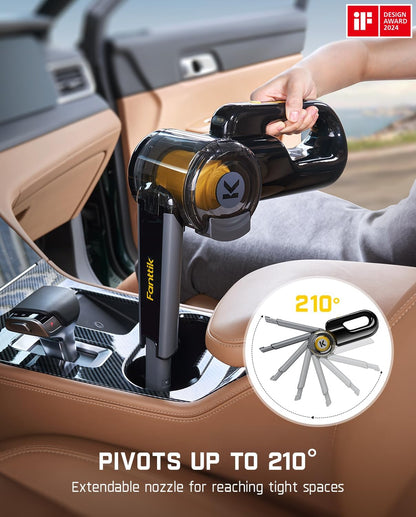Fanttik Fold V10 Apex Pivot Car Vacuum, 17000Pa Handheld Vacuum Cordless High Power, Portable Vacuum, Smart LED Display, DynamicClean™ Vacuum for Car Home Pet (Deluxe with Flexible Hose&Pet Brush)