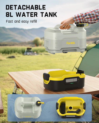 Fanttik NB8 Nano Portable Cordless Electric Sprayer w/2.1Gal Tank, Retractable Spray Head, 3*2600mAh Lithium Battery, IPX5, 72-98PSI, Portable Pressure Washer for Garden, Camping Shower, Pet Cleaning